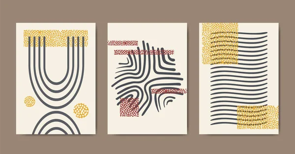 Набор Абстрактных Современных Плакатов Геометрической Формы Дизайн Обоев Фона Декора — стоковый вектор