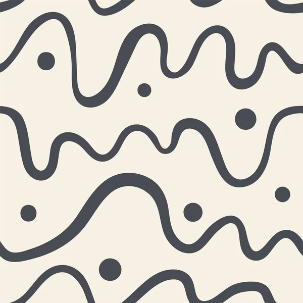 矢量无缝时髦的现代笔刷点缀模式 涂鸦图案Doodle Pattern 手绘波浪 — 图库矢量图片