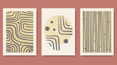 Minimum geometrik sanatsal tasarım posterleri, ilkel şekilli vektör şablonları, modern hipster tarzı