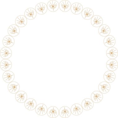 Mistik göz çerçevesi. Metnin için vektör göksel tahmin göz şablonu. Tanrı 'nın Gözü. El çizimi vektör çizimi beyaz arkaplanda izole edildi