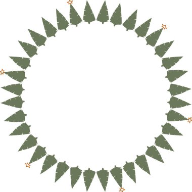 Kış ağacı yeni yıl aralığı. Basit, şirin bir Noel ağacı çerçevesi. Metni yazmak için doğa şablonu. Metnin için boş alanı olan ağaç ögeleri. Bebek partisi tasarımı