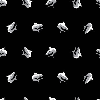 Vahşi köpekbalığı desensiz siyah beyaz arka plan