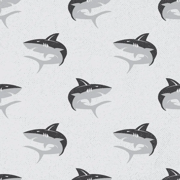 Padrão Sem Costura Tubarão Selvagem Com Fundo Grunge —  Vetores de Stock