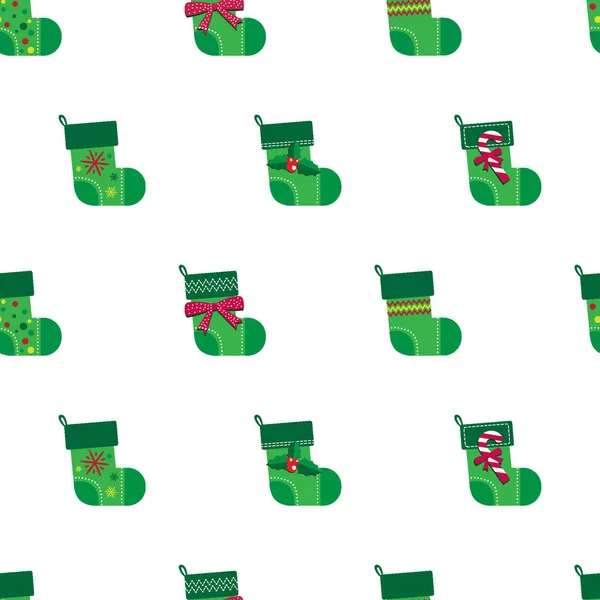 Επίπεδες Κάλτσες Χριστούγεννα Στολίδι Απρόσκοπτη Μοτίβο — Διανυσματικό Αρχείο