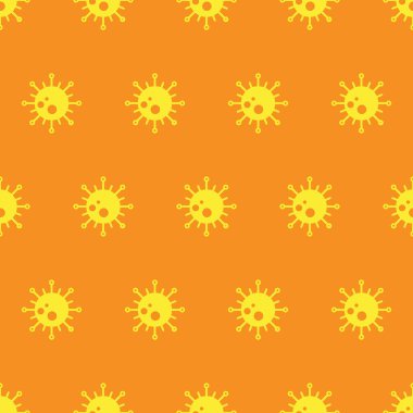 Kusursuz desen. Turuncu sıralı iki renkli grip bakteri simgesi.