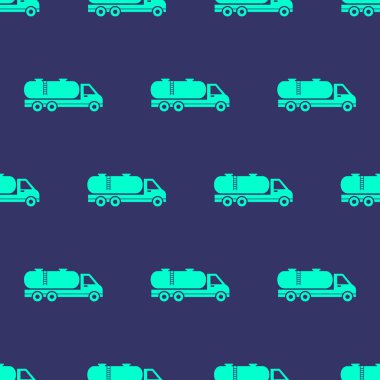Kusursuz desenli koyu mavi arka planı olan iki renk petrol kamyonu simgesi