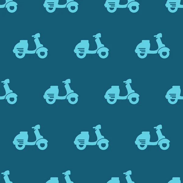 Modèle Sans Couture Deux Icône Scooter Couleur Avec Fond Bleu — Image vectorielle
