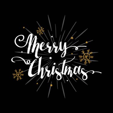 Siyah arkaplanda süslemeleri olan mutlu noel metinleri