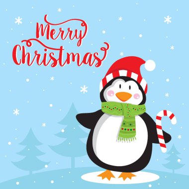 Mutlu noeller mesaj vektörlü sevimli penguen