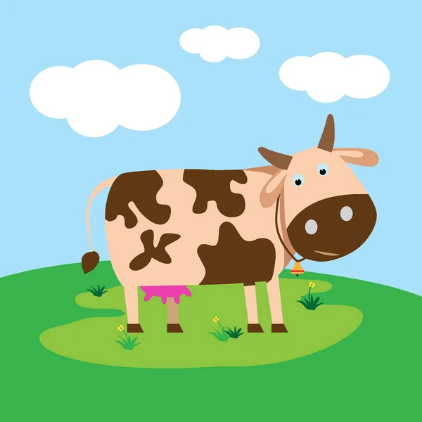 Desenho Animado Vaca Bonito Vetor Fazenda — Vetor de Stock