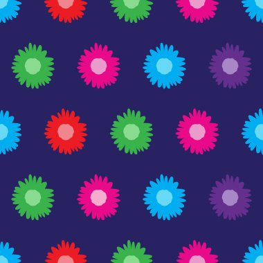  Renkli güzel yaprakları ve koyu mor arkaplanı olan kusursuz bir desen.