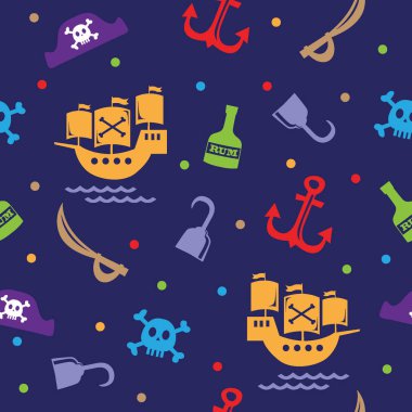  Renkli korsan elementleriyle kusursuz desen