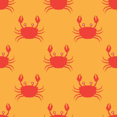 Kusursuz desenli turuncu arka planı açık turuncu yengeç.