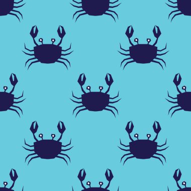 Kusursuz desenli, açık mavi arkaplanı olan sevimli koyu mavi yengeç.
