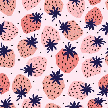 Kusursuz desenli açık pembe arka planı açık pembe çilek meyvesi.