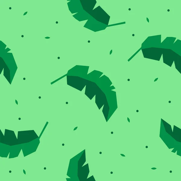 淡绿色背景的无缝绿色香蕉叶 — 图库矢量图片