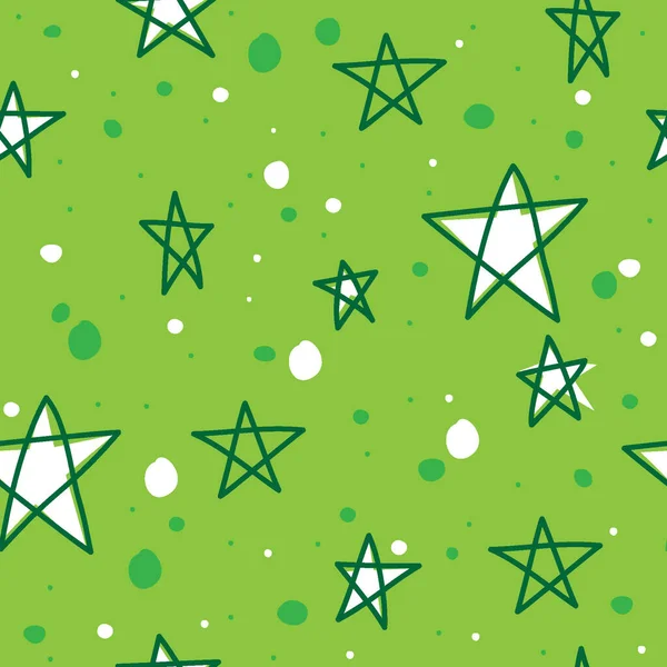 Patrón Sin Costuras Estrellas Verdes Con Fondo Verde Claro — Vector de stock