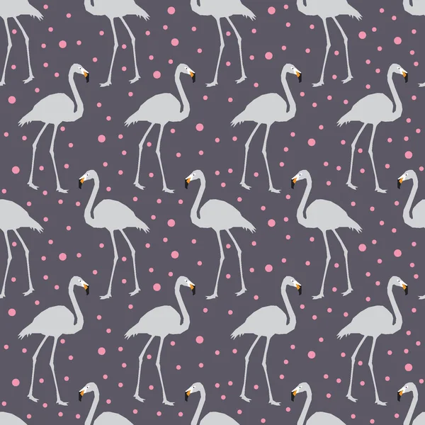 Kusursuz desenli flamingo ve gri arka planlı daire süsü
