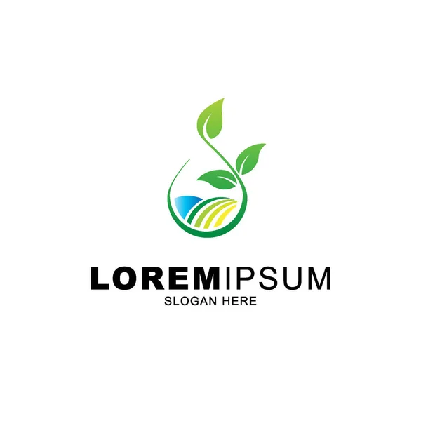Büyüyen yapraklı tarım ve tarım logosu vektörü.