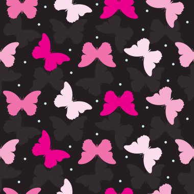 Kusursuz desenli koyu arkaplan pembe kelebek.