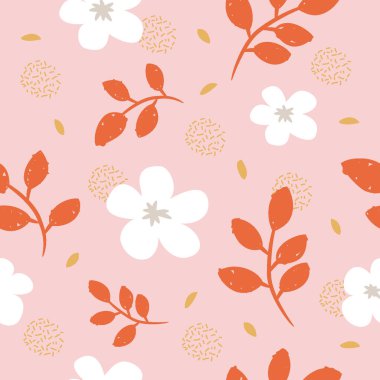  Kusursuz desenli güzel çiçek ve turuncu yapraklı daire şeklinde konfeti.