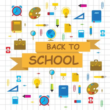  back to school text with school stuff