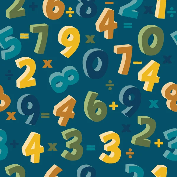 seamless pattern numbers with 3D shapes