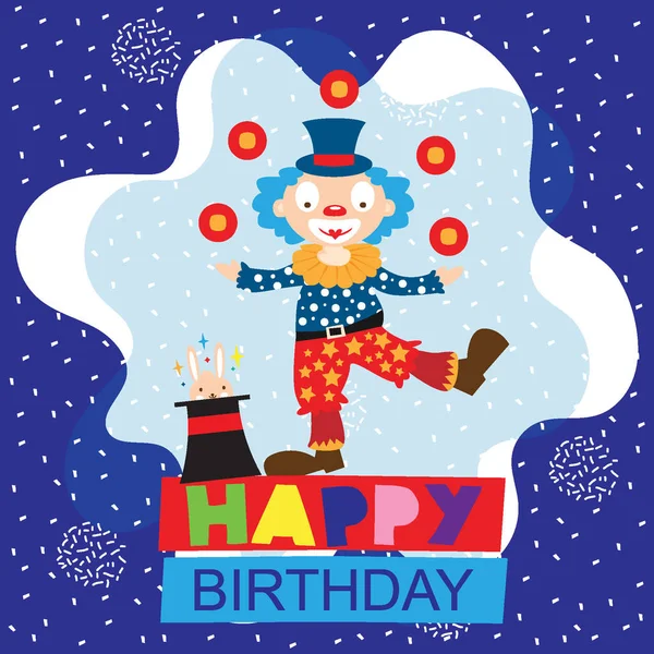 funny clown with happy birthday text