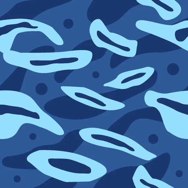 Abstract Camouflage Seamless Pattern Blue Background — Διανυσματικό Αρχείο