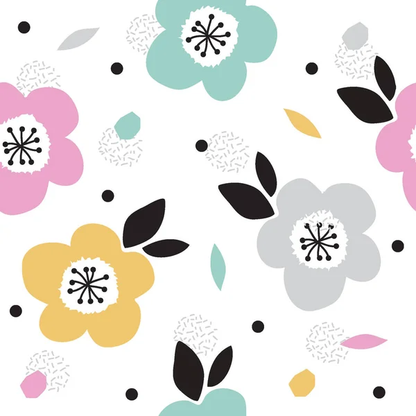 blossom flowers seamless pattern with white background