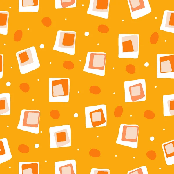 Seamless Pattern Rectangular Abstract Circle Ornament Orange Background — Archivo Imágenes Vectoriales