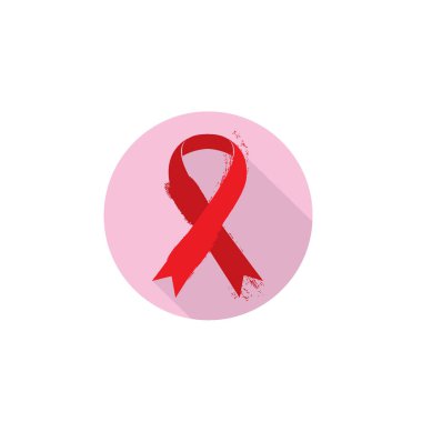 Dünya Kanser Günü simgesi ve grunge kurdele ve pembe daire renginde logo