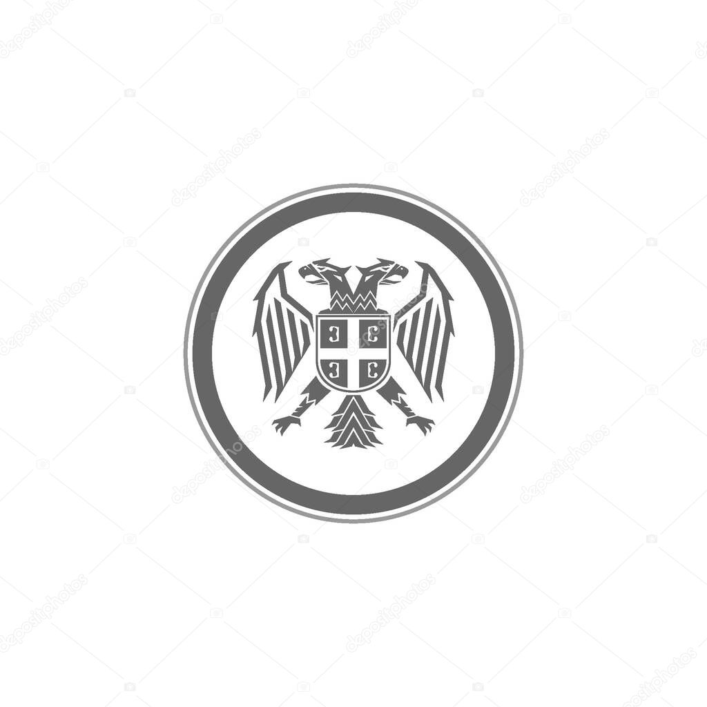  serbian eagle logo vector with circle silver color