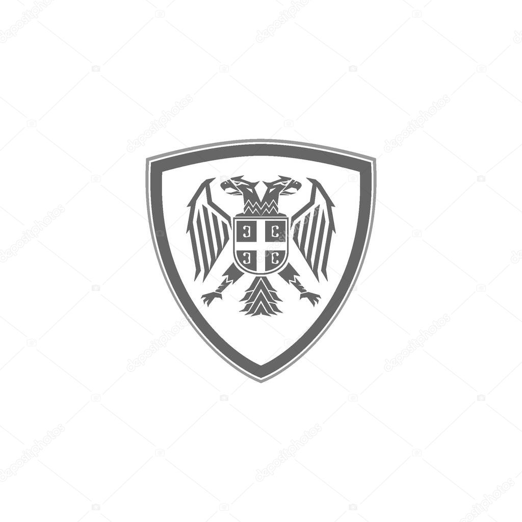 serbian eagle logo vector with shield shape and silver color