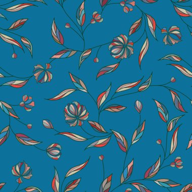 Resimli Çiçeksiz Desenli Toprak renkleriyle 