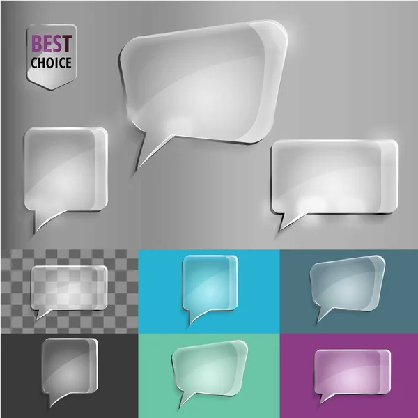 Prostokąt i kwadrat zestaw szkła kształt mowy ikony z miękkich cieni na gradientowym tle. Ilustracja wektorowa Eps 10 dla sieci web. Ilustracja Stockowa