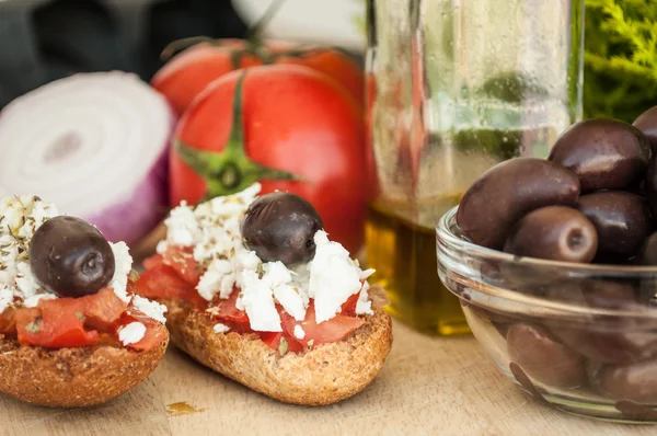 Greek salad olives with oregano and feta — Zdjęcie stockowe