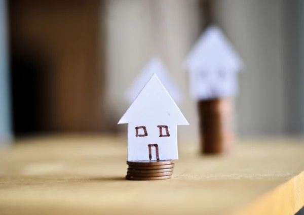 Mortgage concept by money house from the coins — Stock Photo, Image