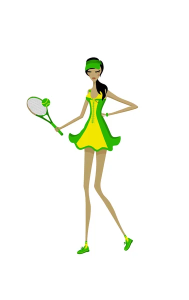 Εικονογράφηση κορίτσι απομονωμένες τένις. — Φωτογραφία Αρχείου