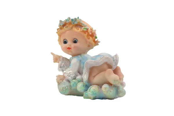 Estatuilla de porcelana ángel bebé foto . —  Fotos de Stock