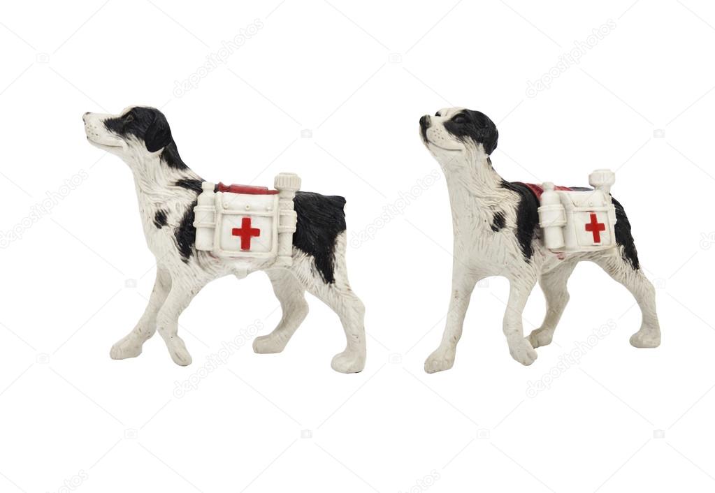 Isolated medic dog toy photo.