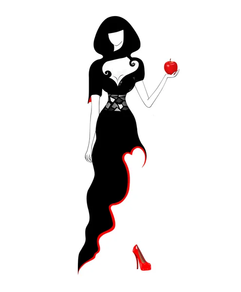 Kobieta na białym tle moda z jabłkiem. — Zdjęcie stockowe