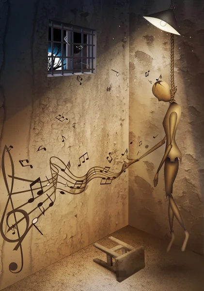 Wiszące muzyk drewnianych lalek.