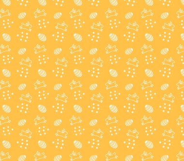 Parlak desenli şirin tavşanlar ve paskalya yumurtaları