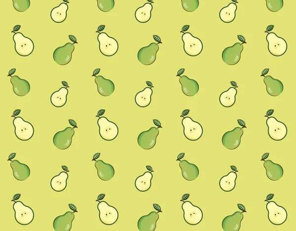 Bright Seamless Pattern Green Pears — Stock Vector