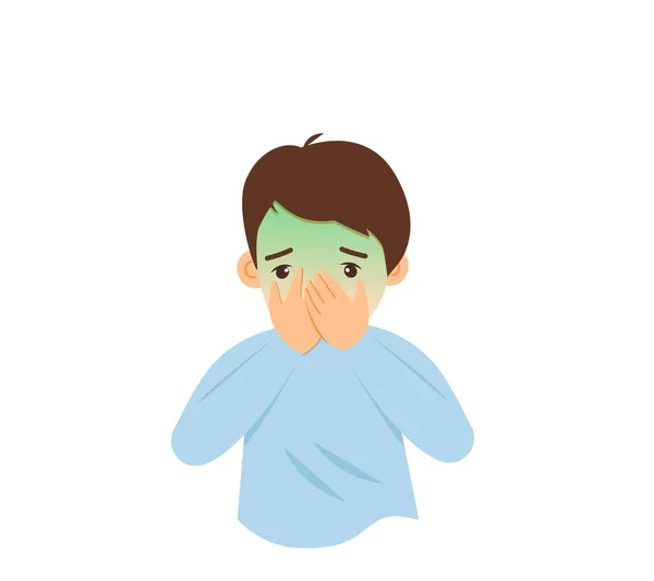 Little Boy Sick Nausea Vomiting Retching — Stok Vektör