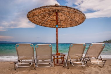 Güzel bir plaj, Chalkidiki, Yunanistan