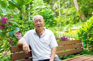 Smiling asian senior man.