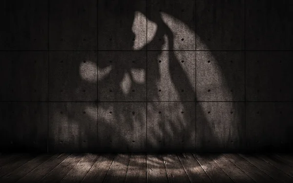 Fundo grunge com sombra na forma de um crânio — Fotografia de Stock