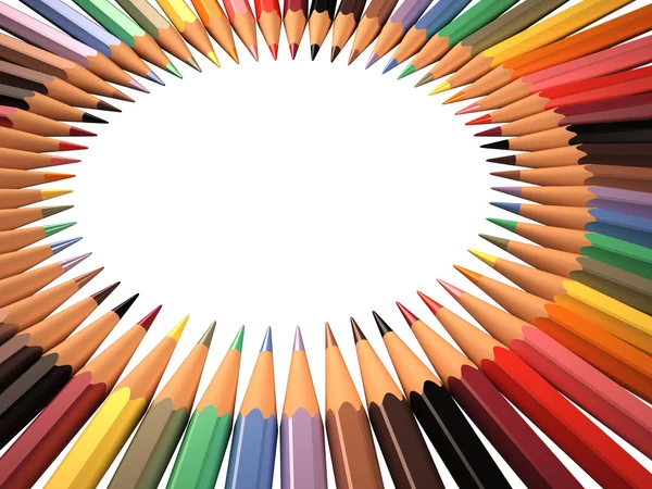 Színes ceruza, kör alakú keret — Stock Fotó